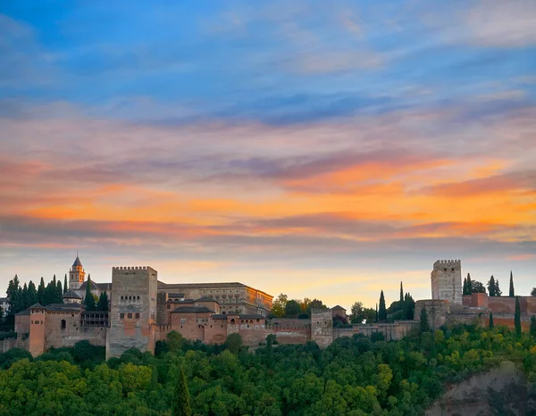 Alhambra Kale Günbatımında Endülüs Spanya Granada — Stok fotoğraf