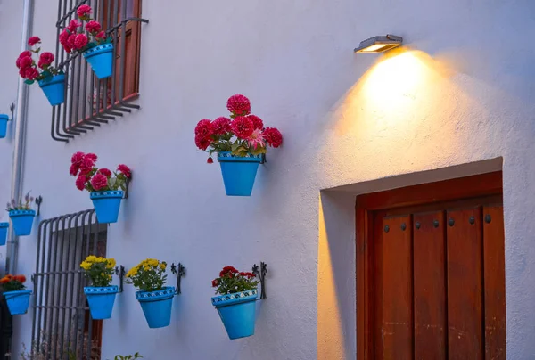 Blomkrukor Granada Albaicin Vid Solnedgången Spanien — Stockfoto