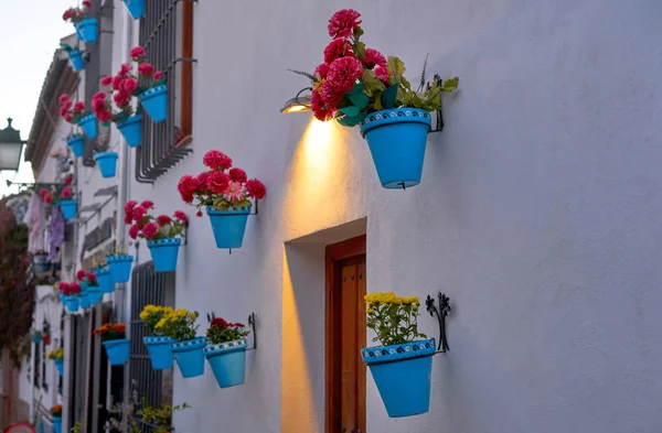 Blomkrukor Granada Albaicin Vid Solnedgången Spanien — Stockfoto