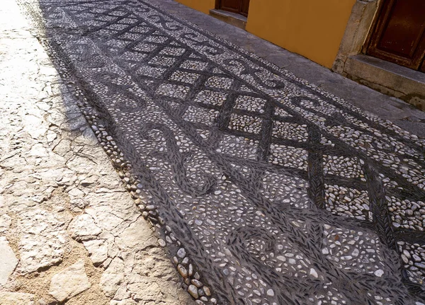 Granada Mozaiki Kamiennej Podłodze Dzielnicy Realejo Downtown Hiszpanii Andaluzji — Zdjęcie stockowe