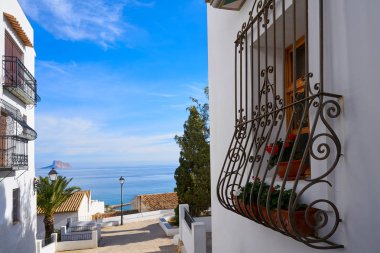 Alicante Akdeniz İspanya pencere adlı köyde Altea beyaz