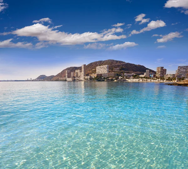 Skyline Alicante Desde Playa Almadraba España Costa Blanca —  Fotos de Stock