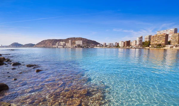 Skyline Alicante Depuis Plage Almadraba Espagne Sur Costa Blanca — Photo