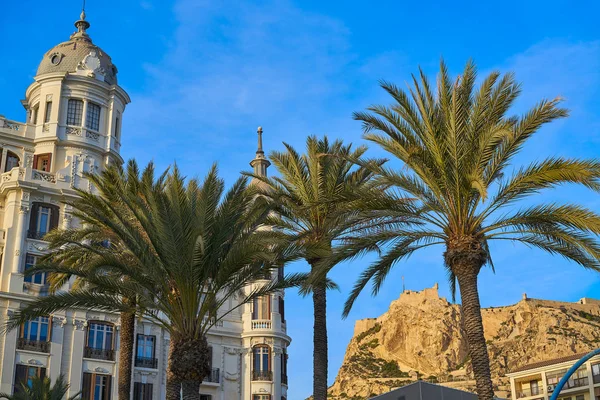 Alicante Stadt Und Santa Barbara Burg Spanien — Stockfoto