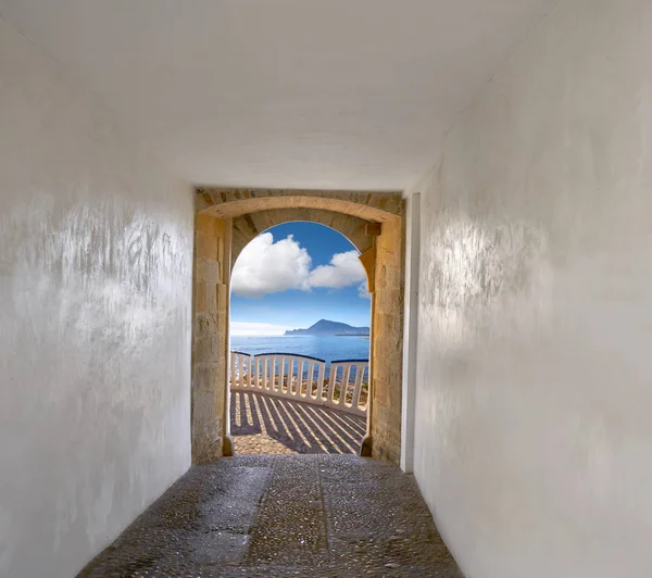 Altea Foto Dell Arco Della Spiaggia Alicante Nel Mediterraneo Spagna — Foto Stock
