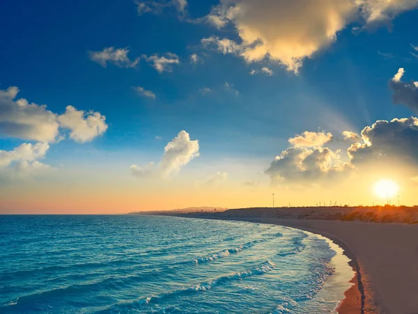 Praia Guardamar Del Segura Dunas Pôr Sol Alicante Espanha — Fotografia de Stock