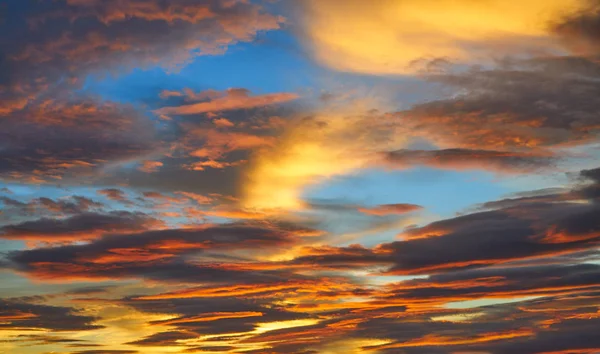 Sunset Sky Clouds Orange Blue Background — Stockfoto