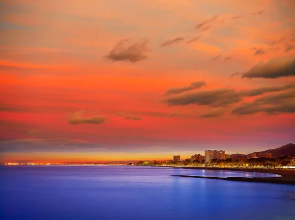 Atardecer en la playa de Benicassim en Castellón — Foto de Stock