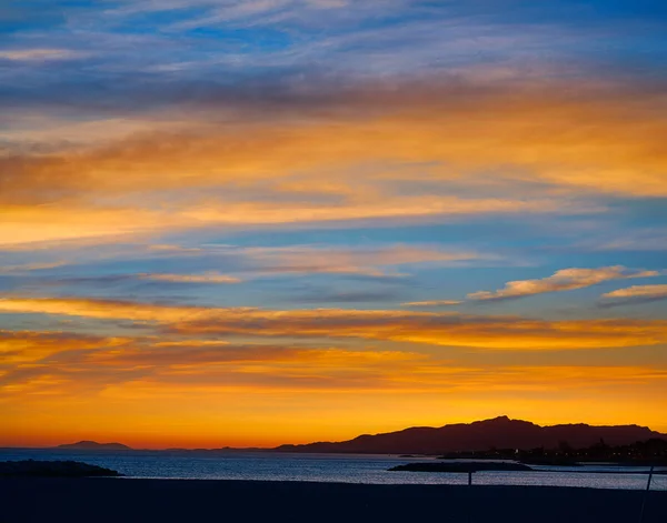Cambrils Plaża Zachód słońca w Tarragona — Zdjęcie stockowe