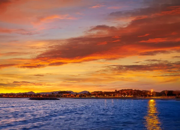 Pôr-do-sol da praia de Cambrils em Tarragona — Fotografia de Stock