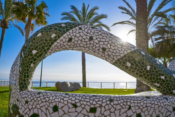 Oropesa de Mar beach mosaic bench park — Stock Photo, Image