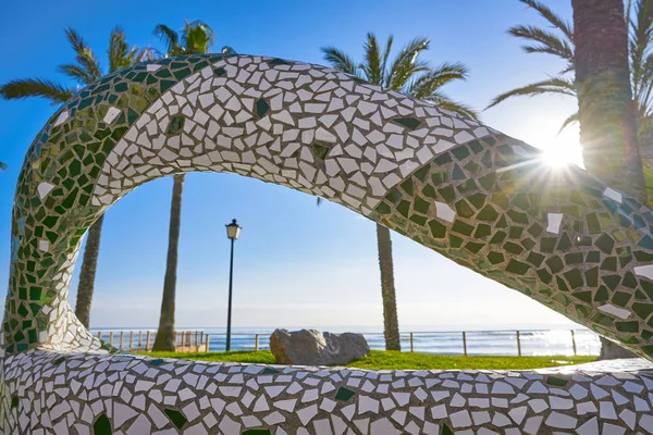 Parque de banco de mosaico playa Oropesa de Mar —  Fotos de Stock