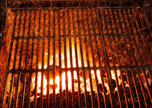 Grill barbecue with red ashes sparkles — Stock Photo, Image
