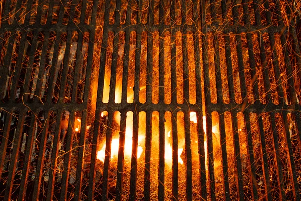 Grill barbecue with red ashes sparkles — Stock Photo, Image