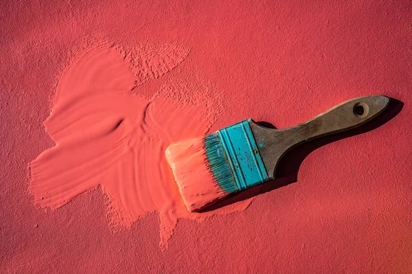 Coral color grunge brush with paint — Stock Photo, Image