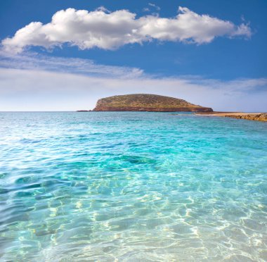 Ibiza Cala Comte conta beach Balearics clipart