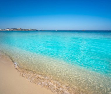 Ibiza Playa d En Bossa beach in Balearic Islands clipart