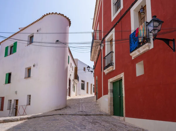 Ibiza Eivissa centrum Dalt Vila gevels — Stockfoto