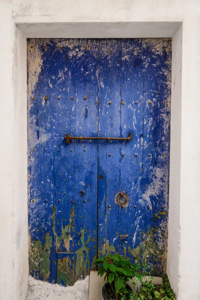 Ibiza Eivissa centrum Dalt Vila blauwe deur — Stockfoto