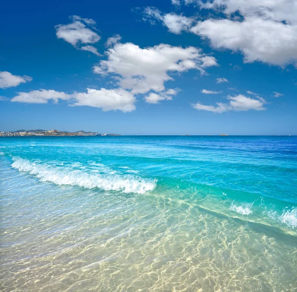 Ibiza Playa d En Bossa beach in Balearic Islands — Stock Photo, Image