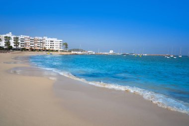 Ibiza Santa Eulalia town beach in Spain clipart
