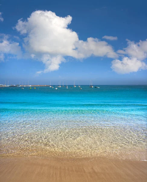 Ibiza Santa Eulalia town beach in Spain — Stock Photo, Image