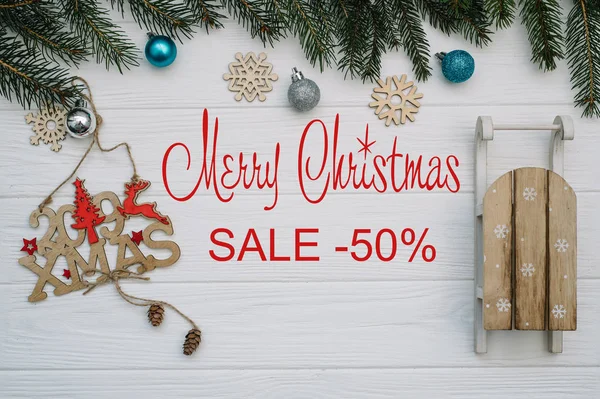 Bestuur Met Post Merry Christmas Verkoop — Stockfoto