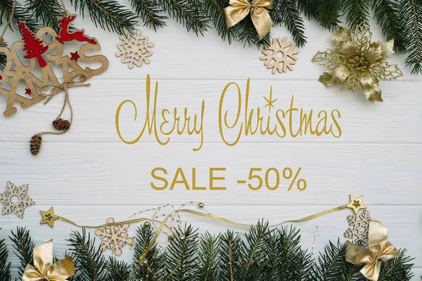 Board Post Merry Christmas Sale — Stock Photo, Image