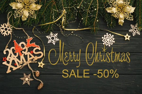 Tafel Mit Post Merry Christmas Verkauf — Stockfoto