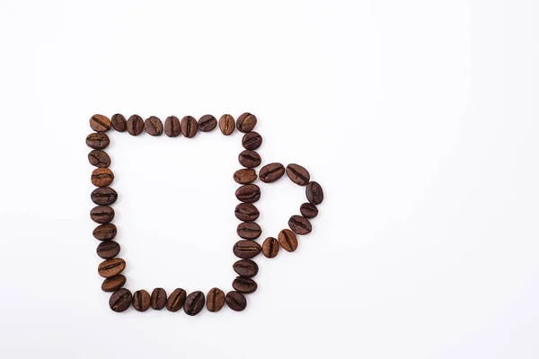 Xícara Café Com Espuma Feita Grãos Café Isolados Branco — Fotografia de Stock