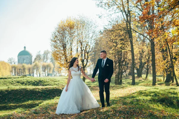 Mariée Marié Dans Parc Automne Love Life — Photo