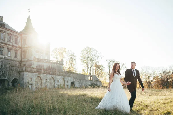 Panna Młoda Pan Młody Parku Kissing Couple Nowożeńców Panna Młoda — Zdjęcie stockowe