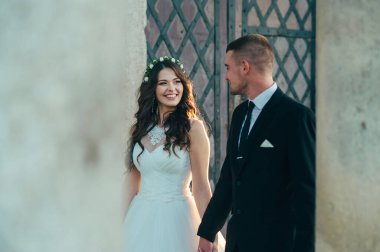 Genç bir çift şehvetli portresi. Düğün fotoğraf açık