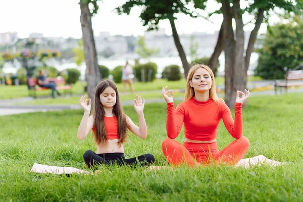 自然界の蓮の花の位置のお母さんと子供 — ストック写真