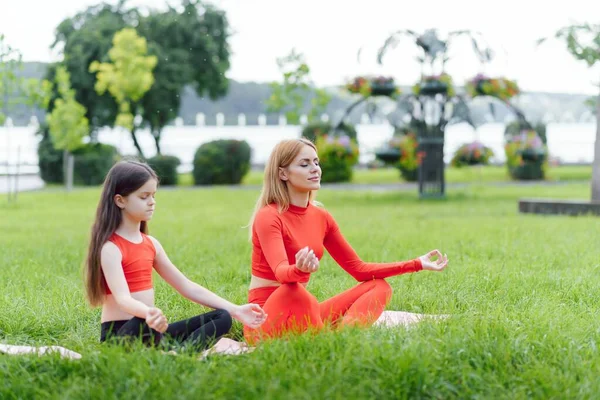 自然界の蓮の花の位置のお母さんと子供 — ストック写真