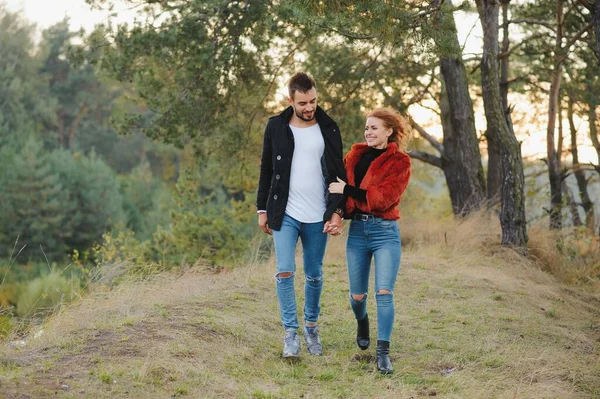 Los Amantes Caminar Mano Parque Otoño — Foto de Stock