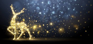 Magic geyik ile Noel kartı. Vektör çizim