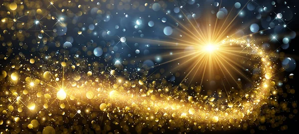 Fondo de Navidad con Estrella Mágica de Oro con Efectos Bokeh — Vector de stock