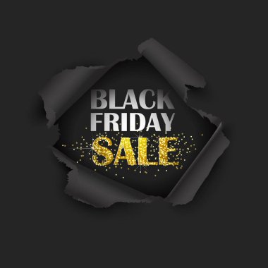 Yırtık kağıt Black Friday Satılık. Vektör çizim