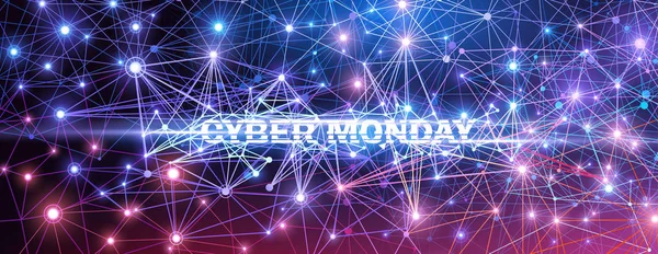 Cyber Δευτέρα Εκδήλωση Προώθησης Απευθείας Σύνδεση Πώληση Τεχνολογία Εικονογράφηση Διάνυσμα — Διανυσματικό Αρχείο