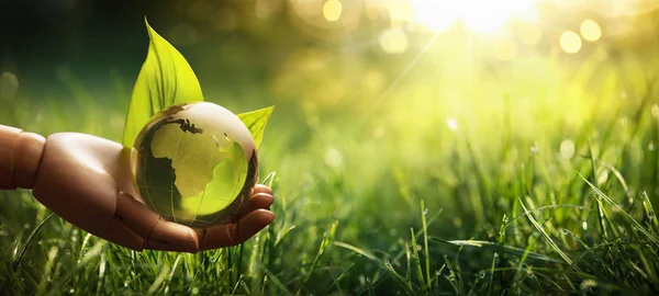 Miljö Konceptet Green Planet Händerna Rädda Jorden — Stockfoto