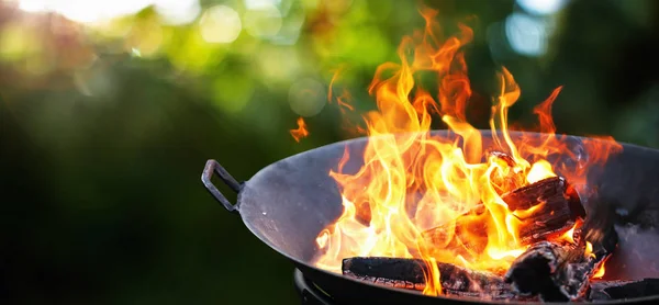 Barbecue Grill. Fire flame — Stock Photo, Image