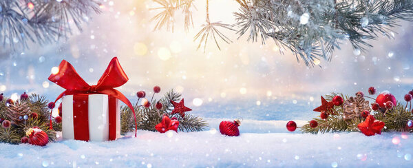 Christmas Holiday Background With Gift