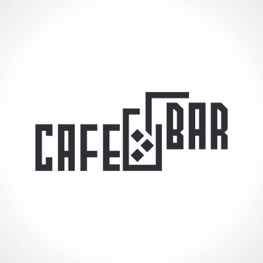 İçecek ile Vektör logo cam. Kafe ve bar için logo. Vektör İllüstrasyonu.