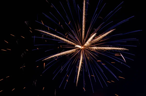 Celebratory Salute Fire Show Sky Fireworks City Day — Stock Photo, Image