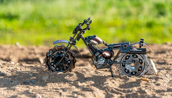 Domowej Roboty Model Metalowy Zabawki Sportowe Rower Drogowy Stoi Piaskowej — Zdjęcie stockowe