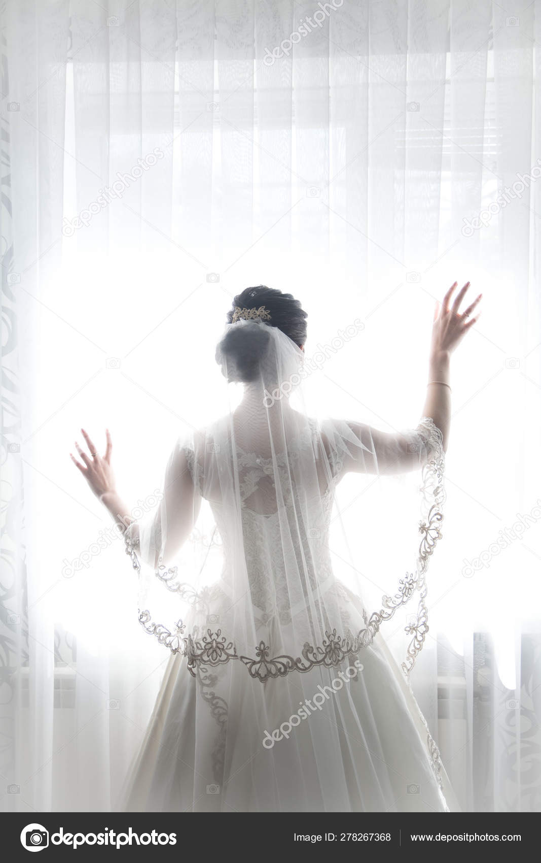 Bride In A Wedding White Beautiful Dress Wedding Theme Symbolic
