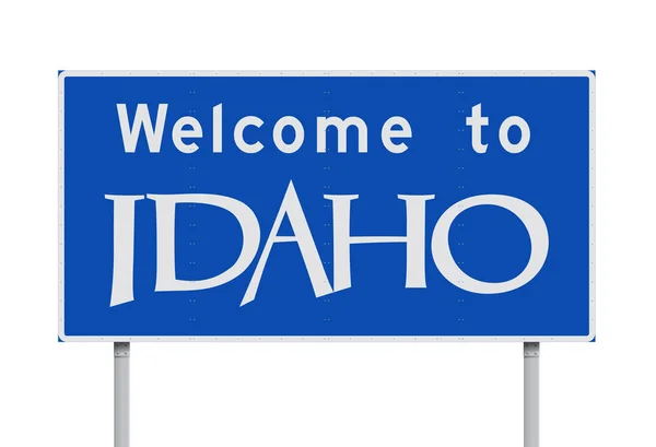Vektor Illustration Des Willkommensgrußes Bei Idaho Blaues Verkehrsschild — Stockvektor