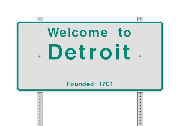 Welcome Detroit Entrance Road Sign — Stock Vector