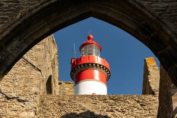 Saint Mathieu Lighthouse Ruins Abbey Saint Mathieu Fine Terre Plougonvelin — Stock Photo, Image